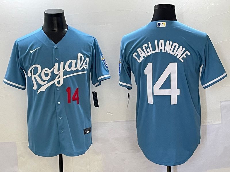 Men 2025 Kansas City Royals #14 Caglianone Light Blue Game Nike MLB Jersey style 3->kansas city royals->MLB Jersey